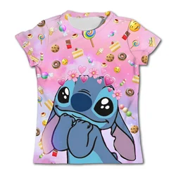 Cute Stitch printed girls T-shirt cartoon Disney children's maniche corte summer kids magliette casual boy sports shirt quick dry