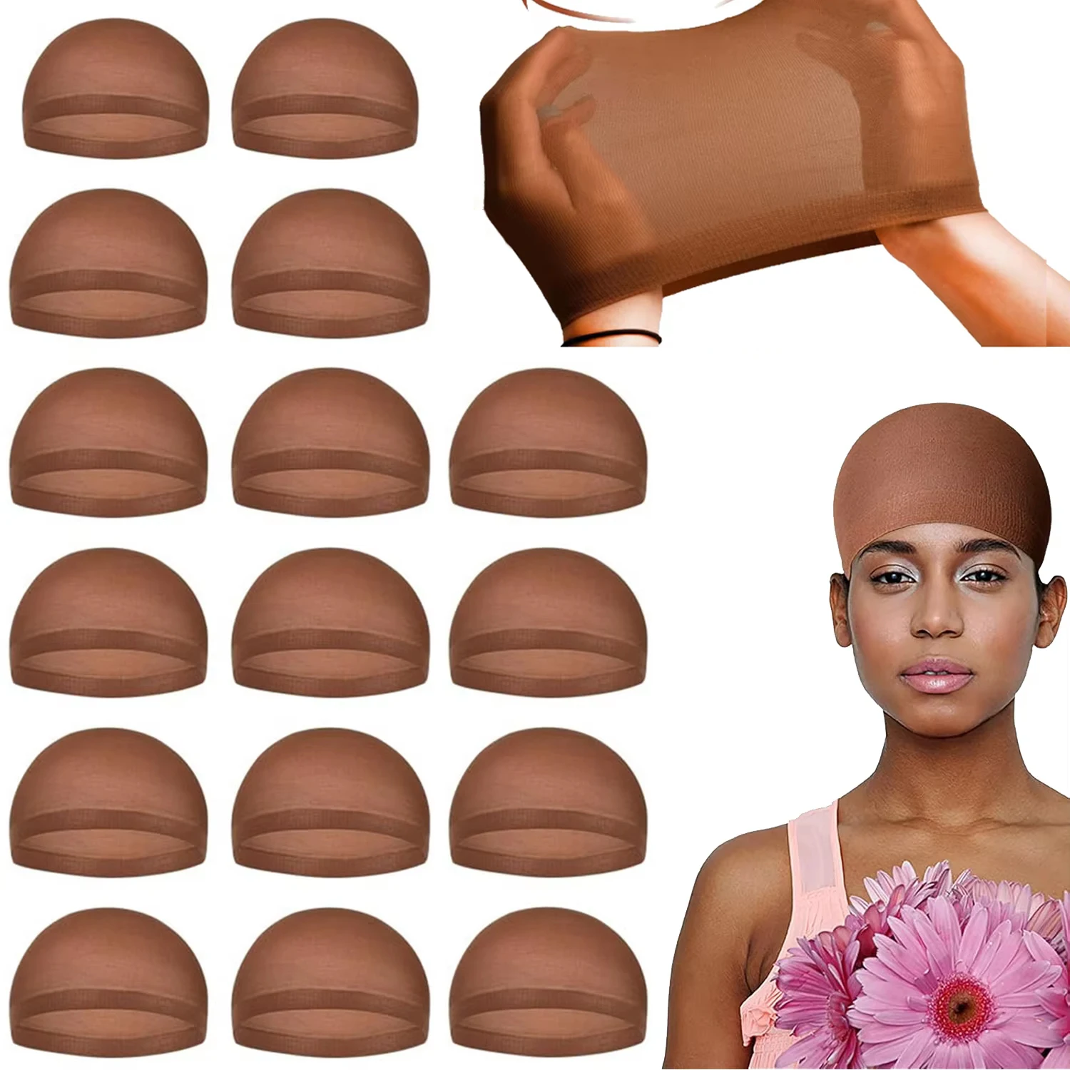 

Оптовая продажа, 12 шт., шапочки для париков, кружевные передние шапочки для париков, чулки для женщин, нескользящие, невидимые и дышащие, эластичные, нейлоновые, рождественские