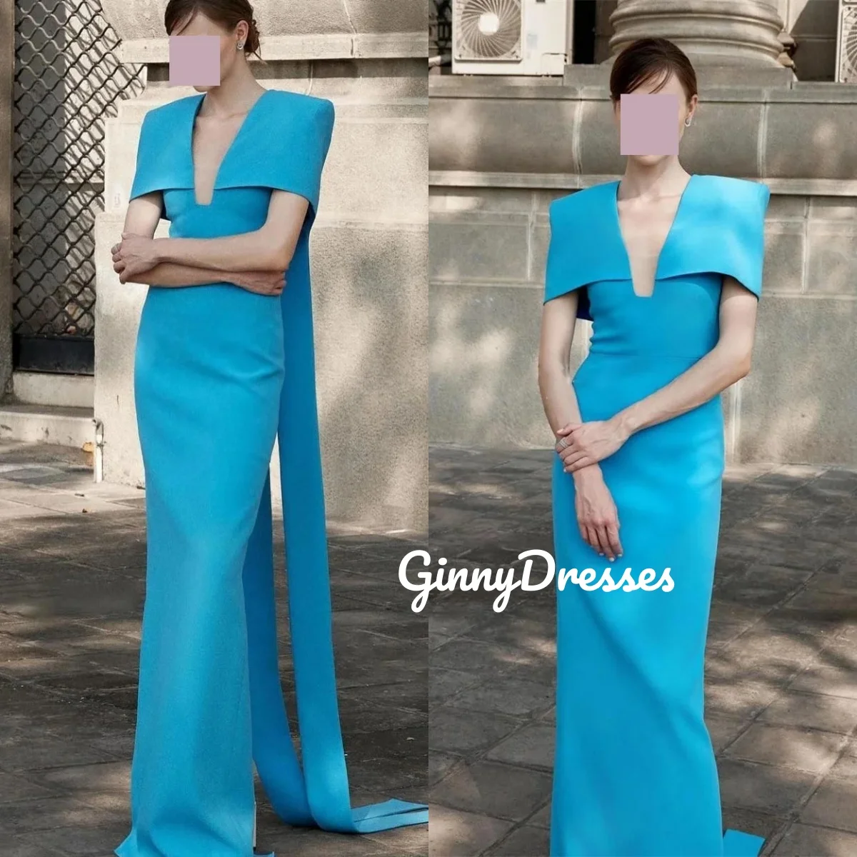 فسات kapaPersonalizza abiti da festa eleganti con scollo a V profondo a-line per le donne Abiti lunghi fino al pavimento per eventi speciali Cerniera Up Cap S