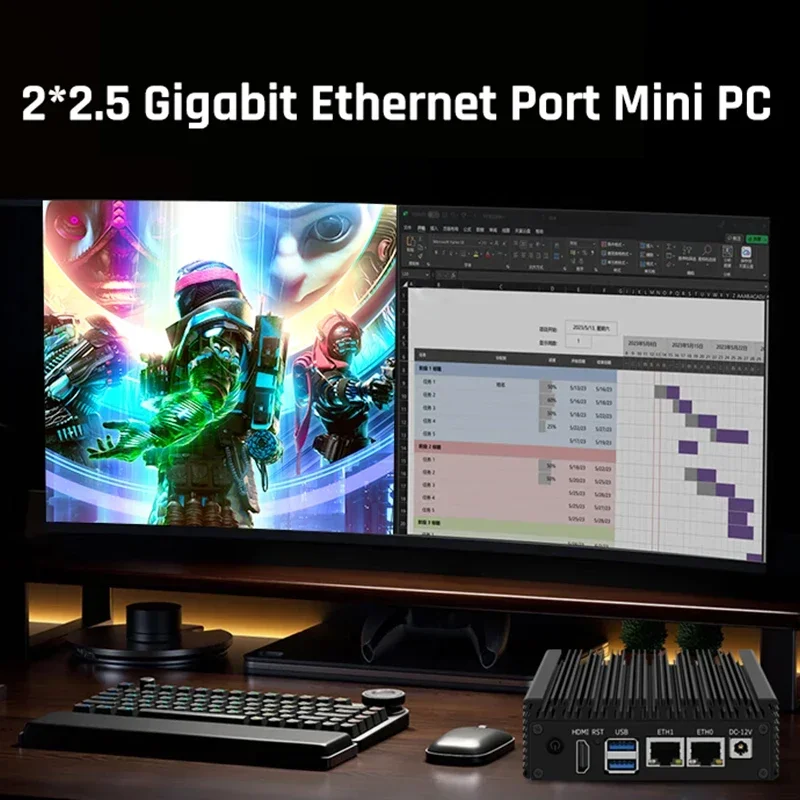 Mini Ultra Compact Edge Fanless Mini Pc Workstation N3150 J6412 Dual Nic Industrial For Pos Kiosk Digital Signage