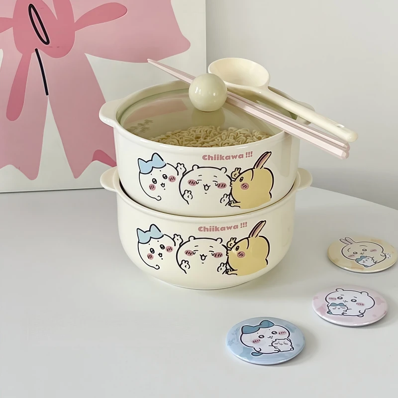 

New Chiikawa Cartoon Cute Character Ceramic Instant Noodles Soup Rice Bowl Dinner New Home Dormitory Tableware Gifts