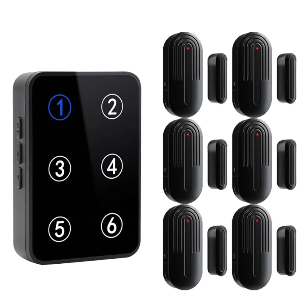 Wireless Door Window Alarm Kit, 1 Receiver + 6 Magnetic Contact Sensors Home Security Burglar Entry Alert System