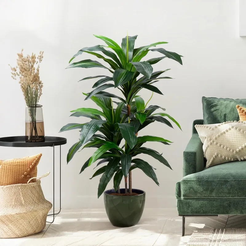

Artificial Dracaena Tree , Fake Tree with Plastic Pot, Fake Tropical Yucca Floor Plant, Lifelike Foliage and Branches