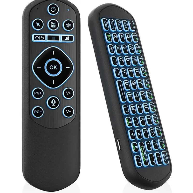 

Беспроводной перезаряжаемый пульт дистанционного управления ABKI с RGB-подсветкой, голосовым управлением, функцией Air Mouse, 2.4G BT, мини-клавиатурой и ИК-обучением для Smart TV и Android TV