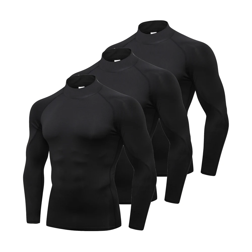 Men\'s Compression Shirts Long Sleeve Undershirt Turtleneck Gym Workout T Shirt for Men Running Basketball Athletic Base Layer