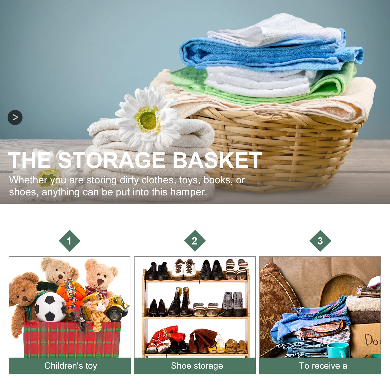 

Collapsible Laundry Basket Foldable Hamper Large Capacity Fabric Storage Organizer for Clothes Dirty Handles Home