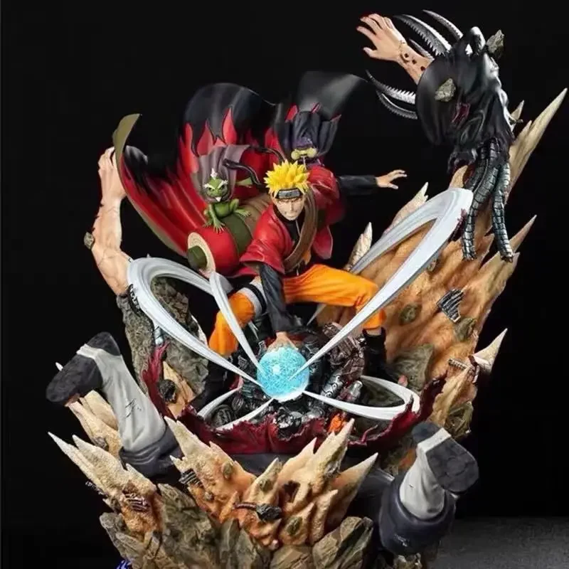 Figura de Anime de Naruto Uzumaki en Modo Sage con Rasengan, Diorama de Batalla, Linda Figura Coleccionable con Caja a Color, Juguete para Regalo de Fans