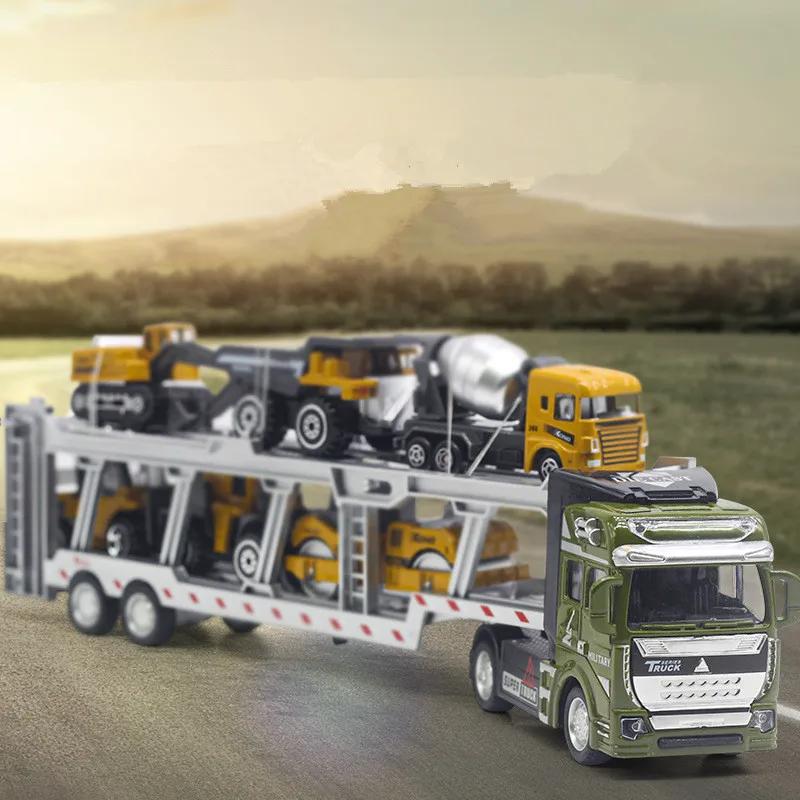

1: 48 Alloy Pull Back engineering transport vehicle model,double-layer transport vehicle toys,Excavator mixer toys,wholesale