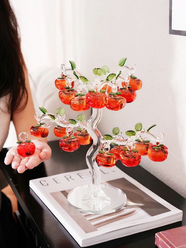 

Art glazed persimmon tree ornament, modern everything goes well, villa living room wine cabinet entrance housewarming gift decor