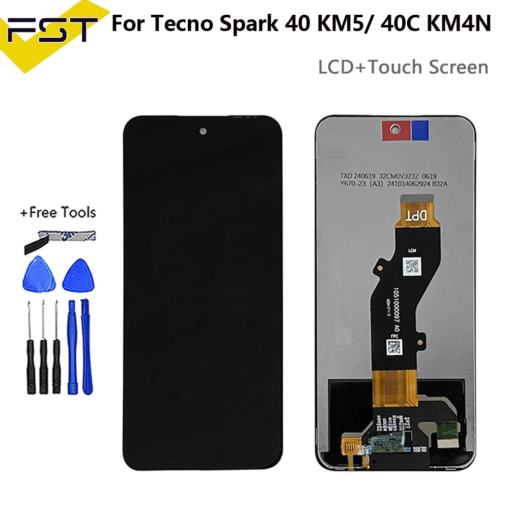 6.67 inch For Tecno Spark 40 KM5 40C KM4N LCD Display Touch Screen Digitizer Assembly Replacement Spark 40 4G LCD Screen