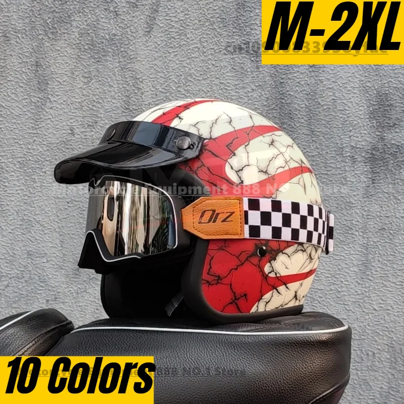 

ORZ Retro Motorcycle Half Helmet motorbike Cruising 3/4 Couple Helmet Personalized Motorcycle Hat cascos para moto