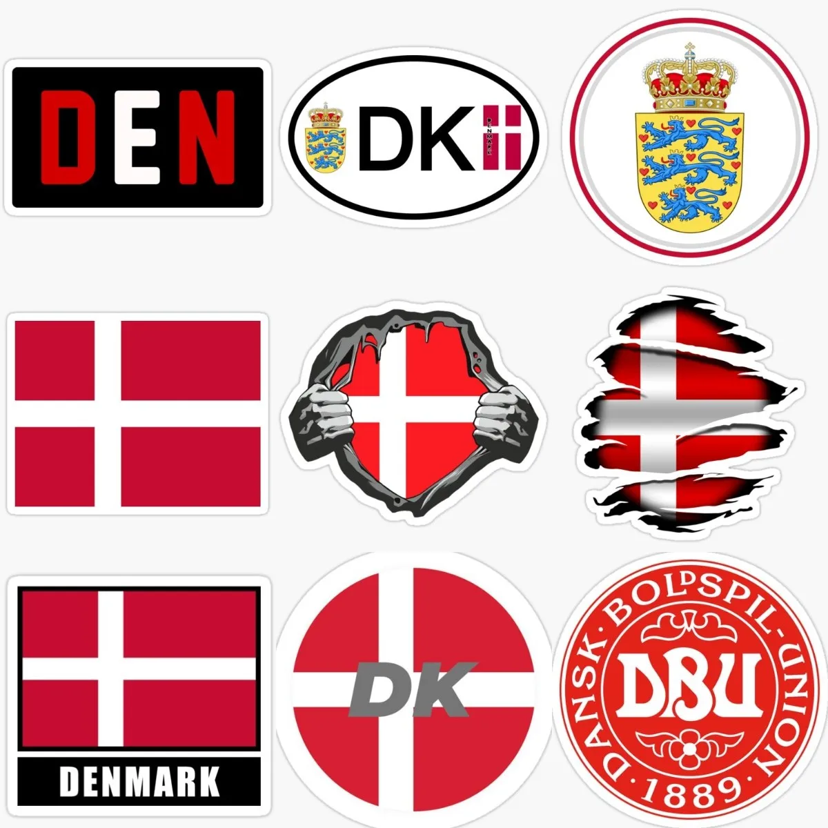 DK Denmark Flag Emblem PVC Creative Stickers for Decorate Car Window Glass Camper Van Bicycle Laptop Off-road Decal Accessories