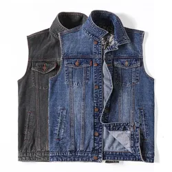 Plus Size 5xl 6xl 7XL Brand Military Denim Vest Men Outdoors Cotton Multi Pocket Sleevless Jean Jacket Tactical Waistcoat Coat