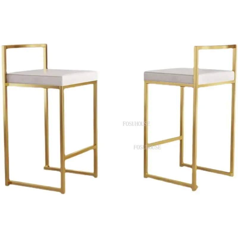 Silla de Bar nórdica, taburete moderno minimalista con respaldo de hierro forjado, patas altas para el hogar