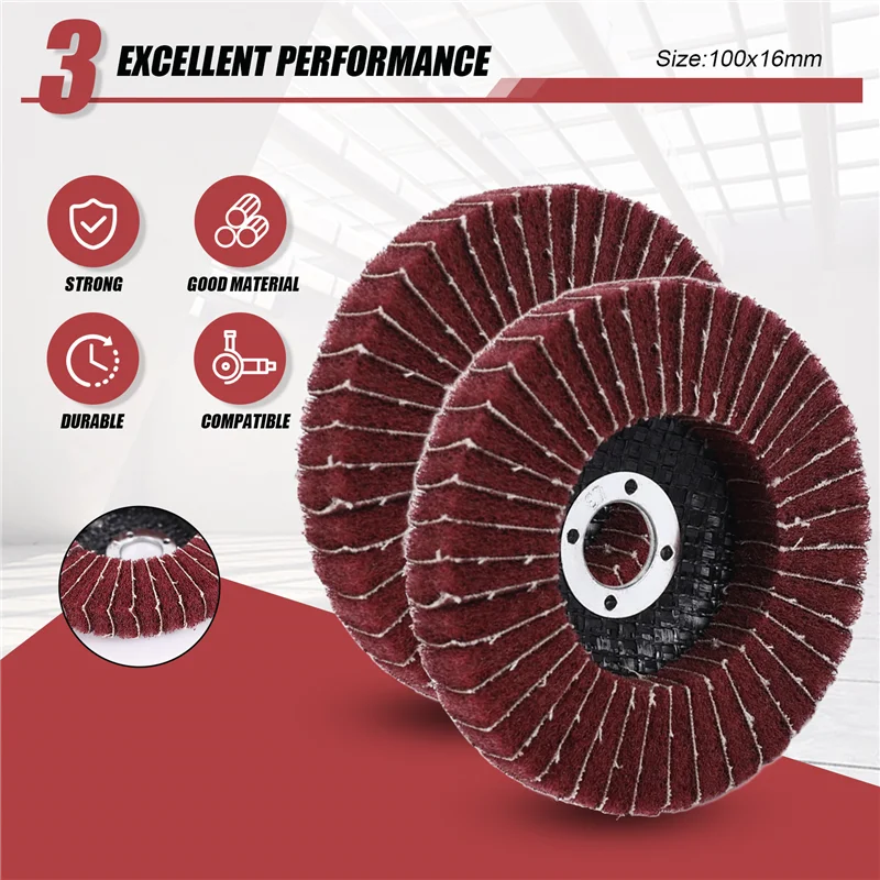 Emption! 6 SZTUK 4-calowych tarcz listkowych z czerwonym włóknem nylonowym o ziarnistości 240 z papierem ściernym, idealnych do usuwania farby i polerowania rur ze stali nierdzewnej