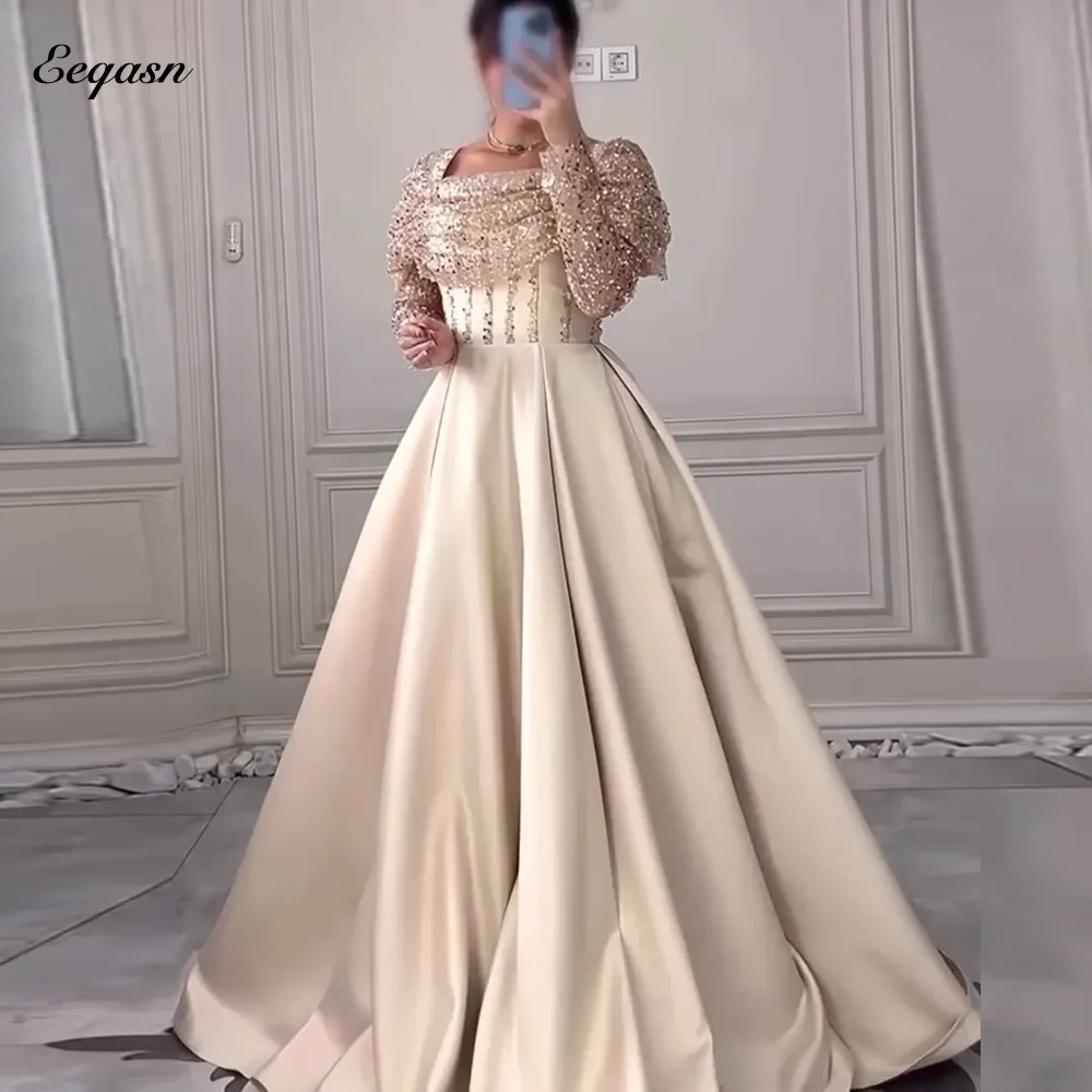 

Вечернее платье по индивидуальному заказу, платья для выпускного вечера Sharon Happy для роскошной вечеринки, платье для особых случаев, элегантное трапециевидное платье с длинными рукавами на заказ