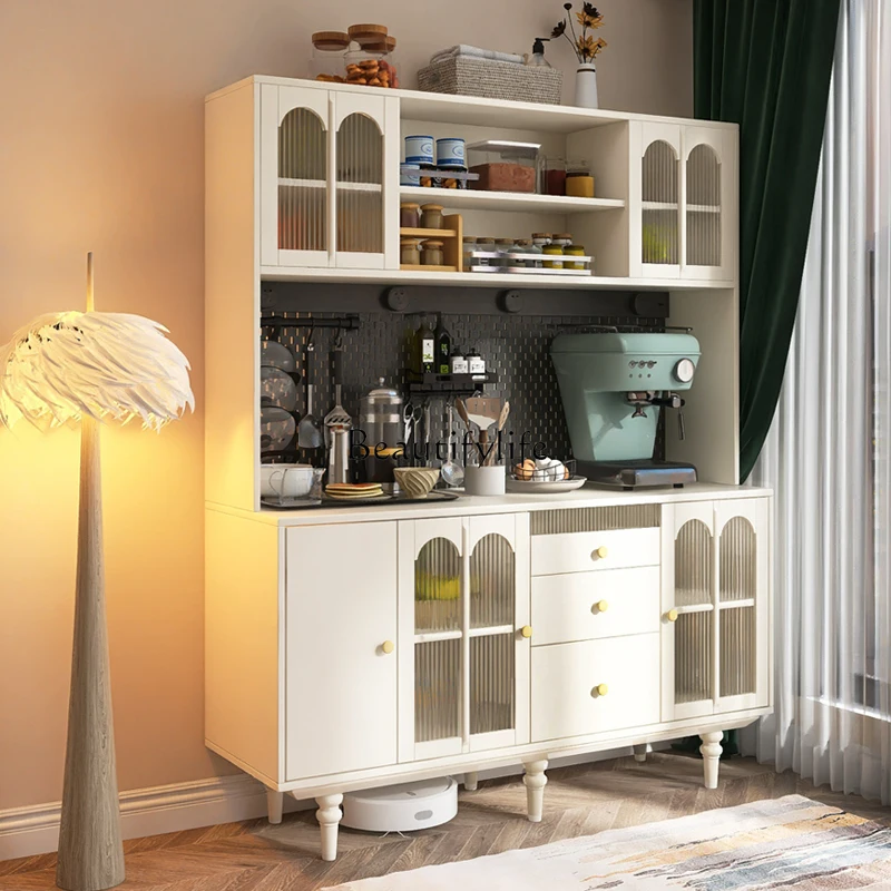 

French Style Solid Wood American Kitchen Simple Wine Cabinet Pegboard Integrated High Cabinet