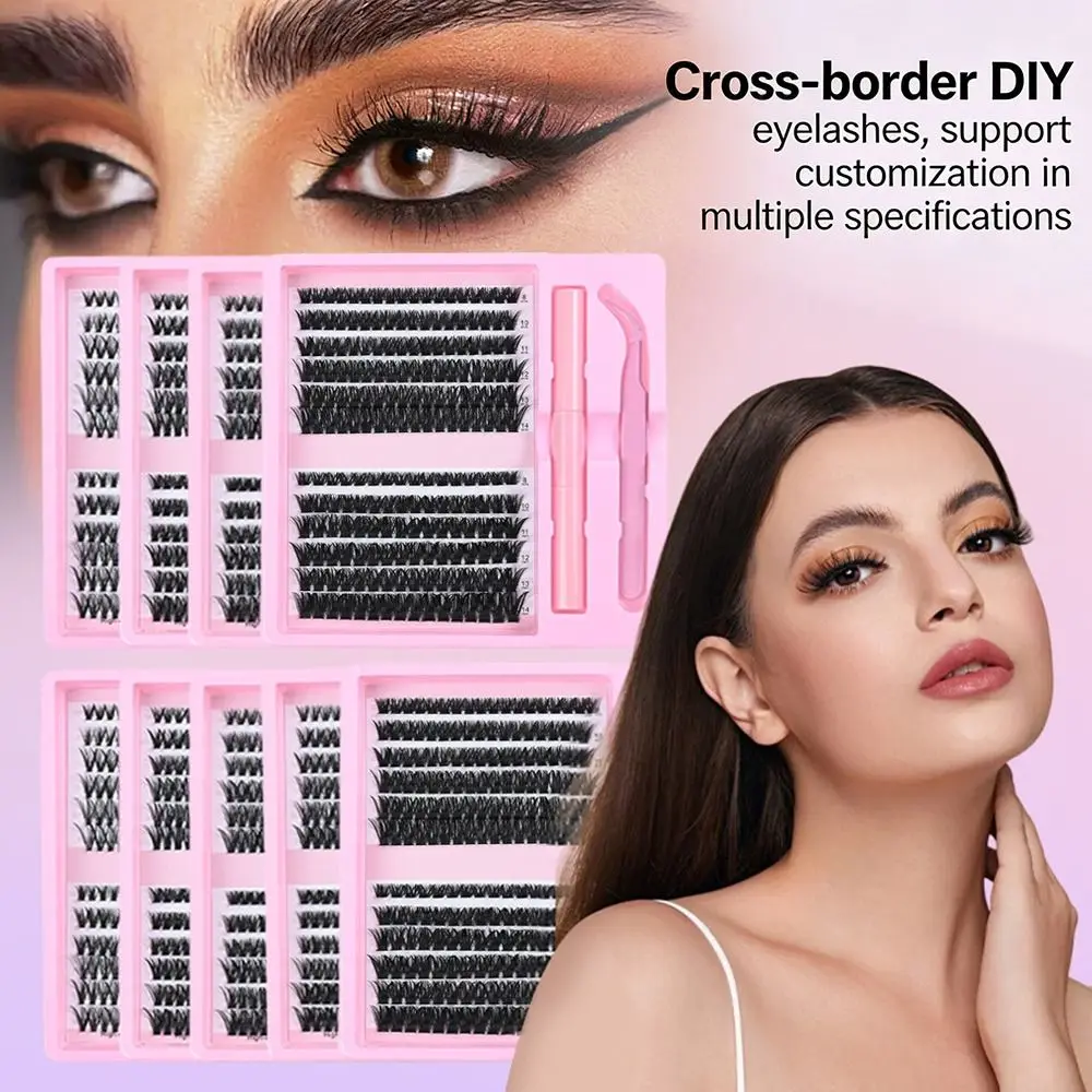12 Rows Natural Look False Eyelashes Wispy Style Bond and Seal 3D Faux Mink Lash Cluster Design Fake Eyelash Eye Lash Extension