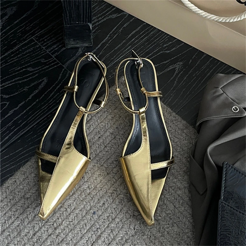 New Design Sexy Solid Color Women\'s Sandals Fashion Show Buckle Strap Ladies Shoes Thin Heels Pointed Toe Shoes For Women 2024