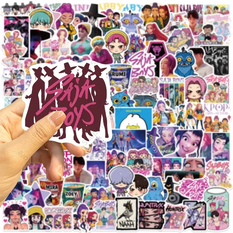 Immagine 7: 50/60/110PCS HUNTR/X SAjA Ragazzi K-POP DEMON HUNTERS Film RUMI Adesivi Telefono Chitarra Laptop Notebook Valigia Adesivo Impermeabile