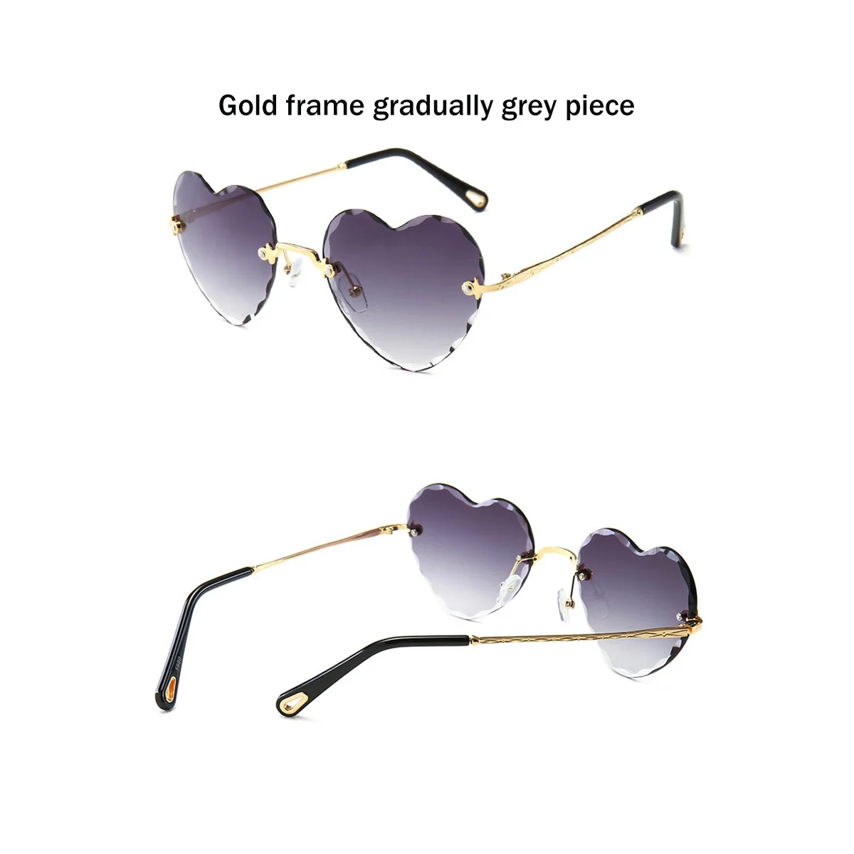

7 Pairs Statement Metal Cut Edge Sunglasses Cute Candy Heart Rimless Ocean Flake Sunshade Sunglasses-ABLM