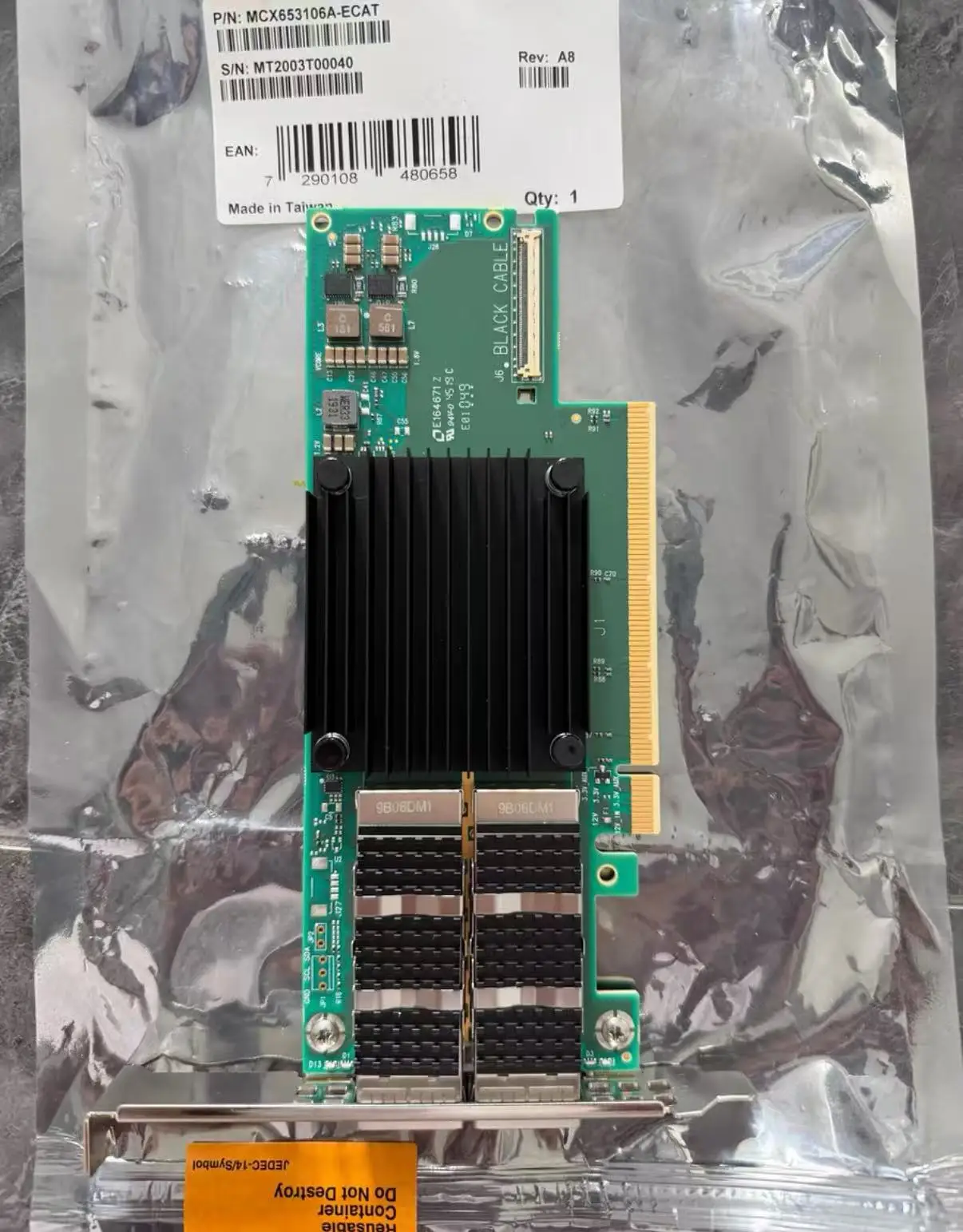 Mellanox ConnectX-6 MCX653106A-HDAT 200GbE Dual Port QSFP56 PCIe 4.0 x16 HDR InfiniBand Ethernet SmartNIC