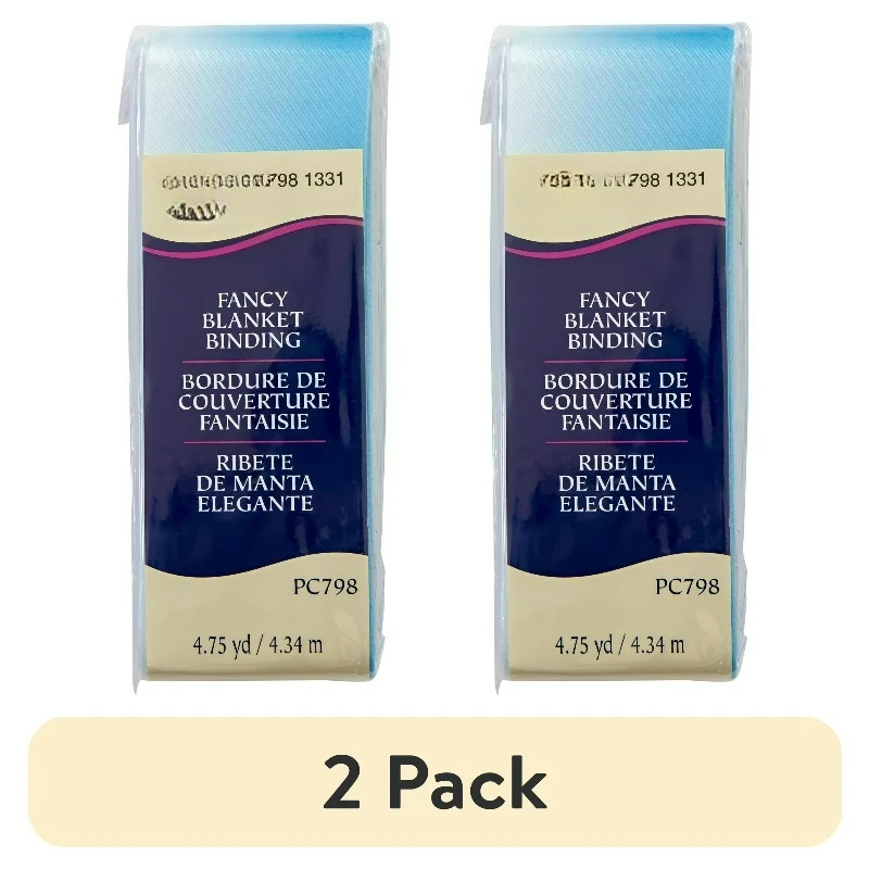 

(2 pack) 2" Blue Ombre Printed Blanket Binding, 4.75 yd Polyester Sewing Trim