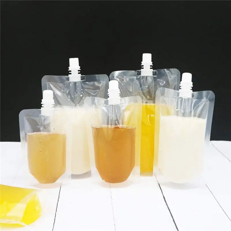 HITL 50PCS 100Ml Liquid Stand Bag Leak Proof Drink Packaging Bag Spout Pouch for Beverage Juice Milk Coffee Storage