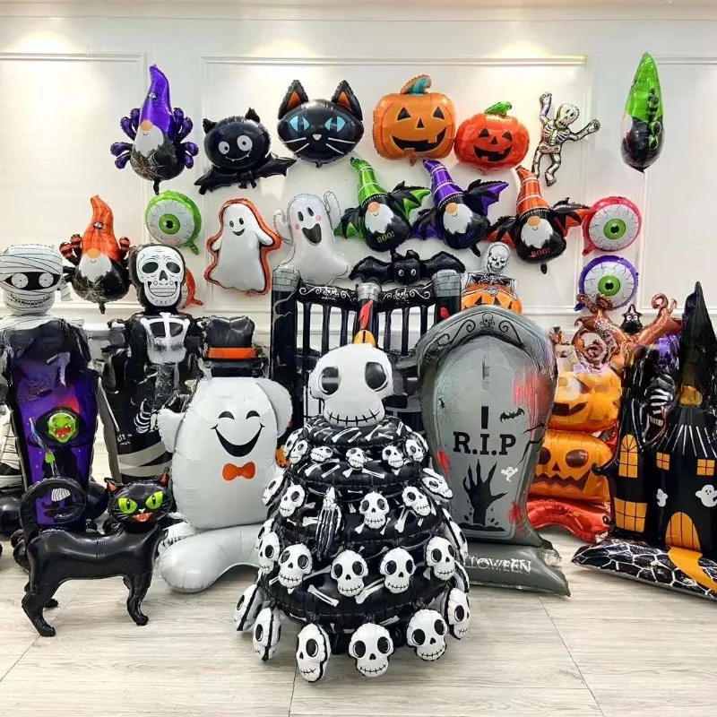 Base De Balão Inflável, esqueleto Em Pé, filme De Alumínio De Pilha, cartão De Decoração De Festa, embalagem Boutique