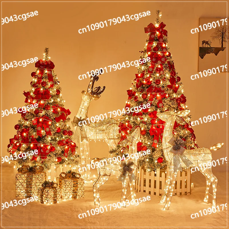 Christmas Decoration Large Ornaments Hotel Shopping Mall Scene Layout Atmosphere Outdoor Combination Set Luminous Elk Tree