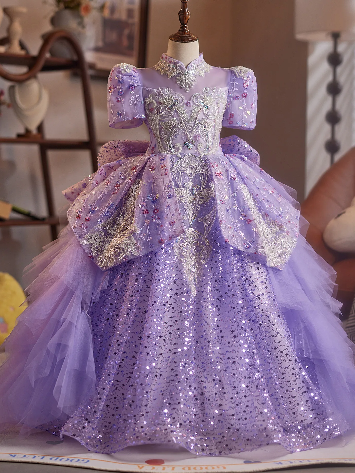

Custom JDY High End Heavy Beaded Sequin Tulle Flower Girl Dress For Wedding Birthday Party Pageant Runway Formal Gown فساتين اطف