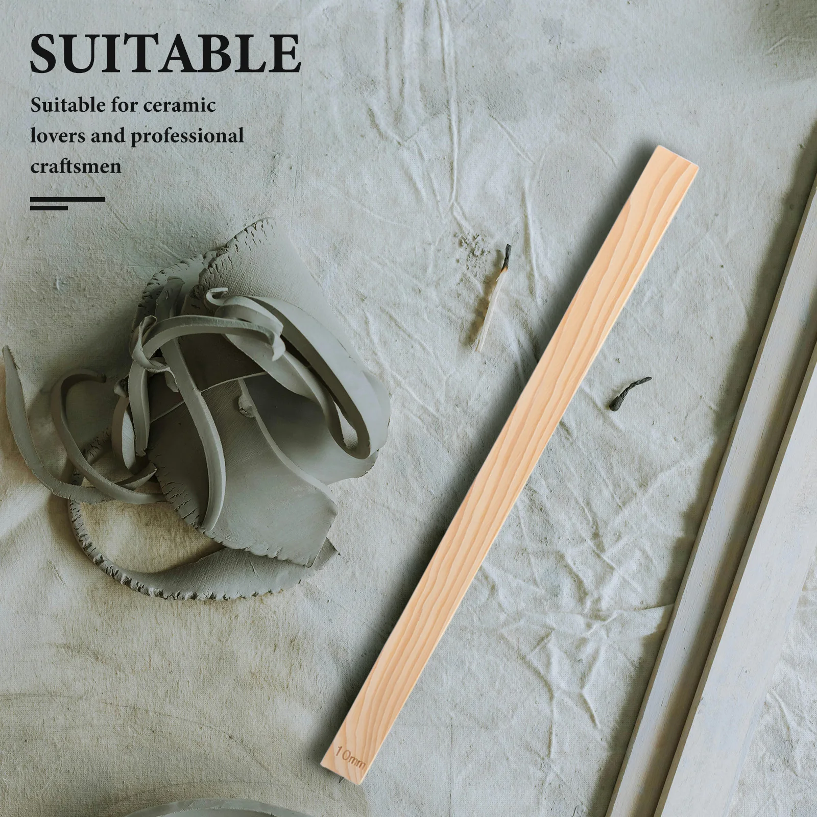 

8 Pcs Ceramic Clay Rail Strips Roller Tools Rolling Sticks Polymer Thickness Square Pottery Wooden Pin Depth