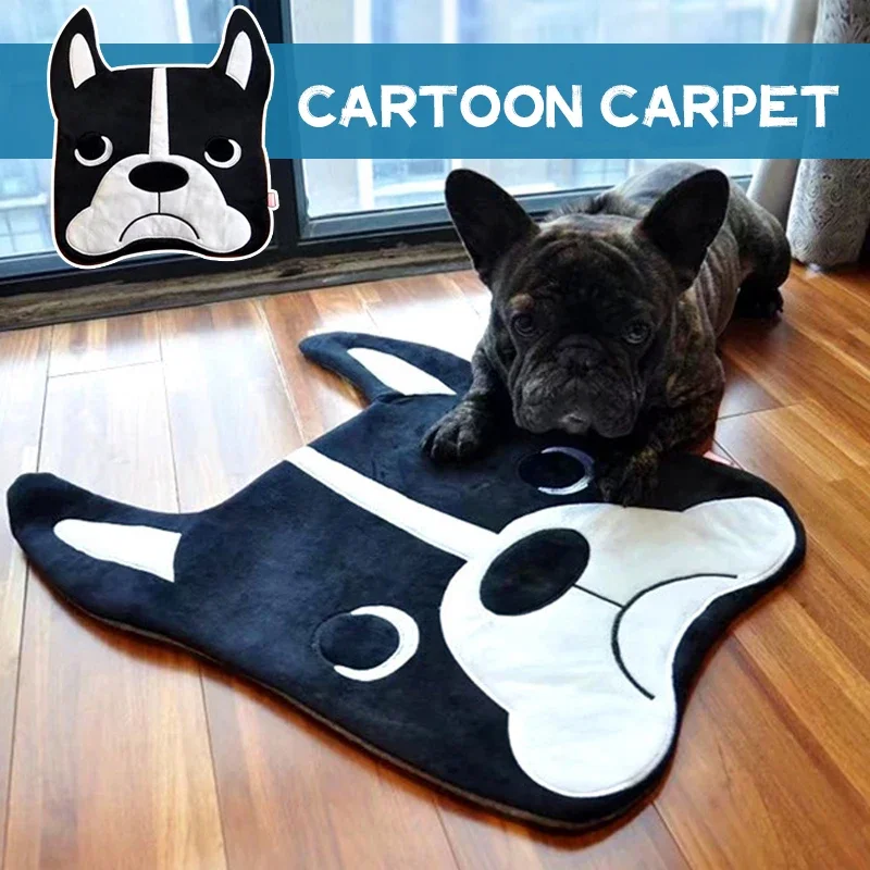 

56x40cm Cartoon Bulldog Pattern Plush Floor Mat Animals Toy Play Mat Cute Dog Design Carpet Living Room Anti-skid Floor Mat