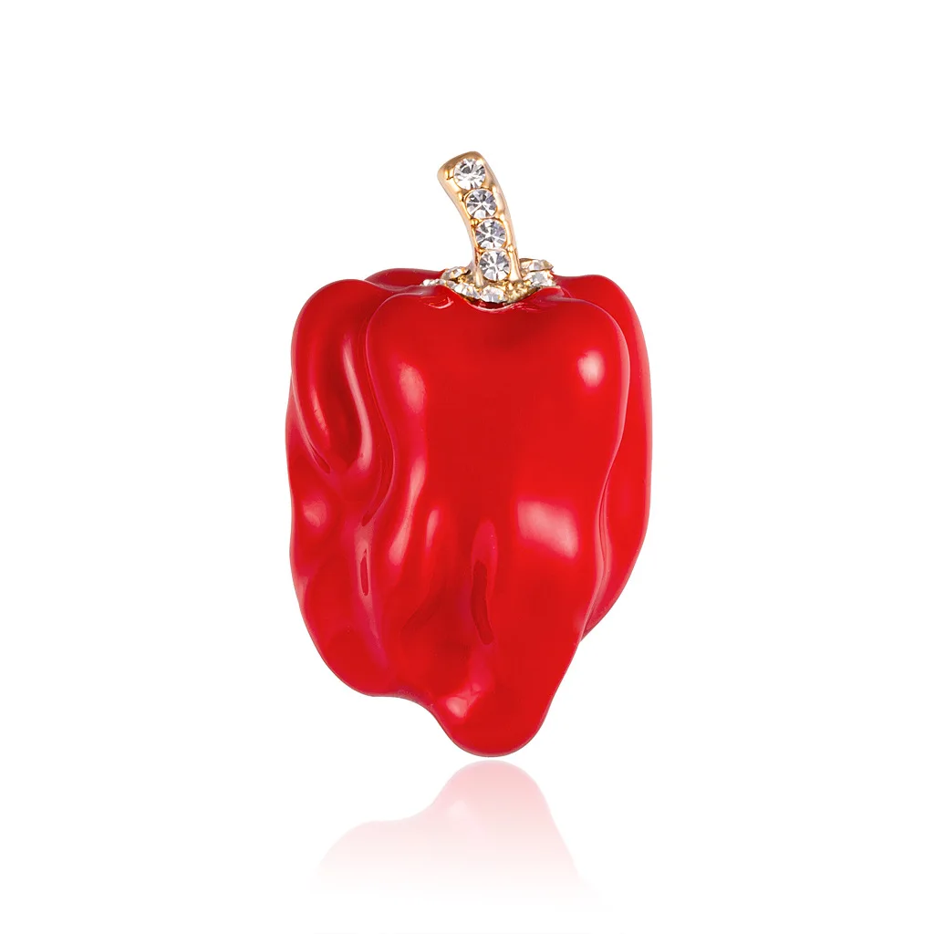 Red Pepper Chili Vegetables Brooches For Women Girls Suit Dress Accessories Pins Enamel Bijoux Party Daily Jewelry Gifts