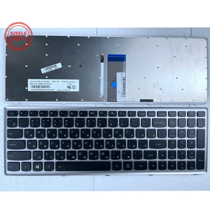 US/RU/UK/IT/BE/SL/BG/NW/EF/SA/ Klawiatura do laptopa Lenovo Ideapad Z710 U510 srebrna ramka z podświetlanym podświetleniem — zdjęcie 7