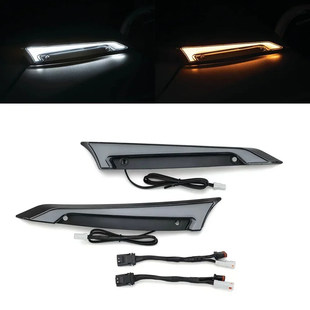 

Motorcycle Front Windscreen Strip Turn Signal Day Running Light Fit for Halley Touring Road Glide 2015-Up