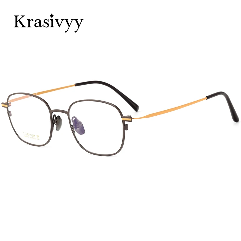 

Krasivyy Pure Titanium Glasses Frame Men Ultralight Square Prescription Eyewear Women New Korean Full Optical Eyeglasses Frames