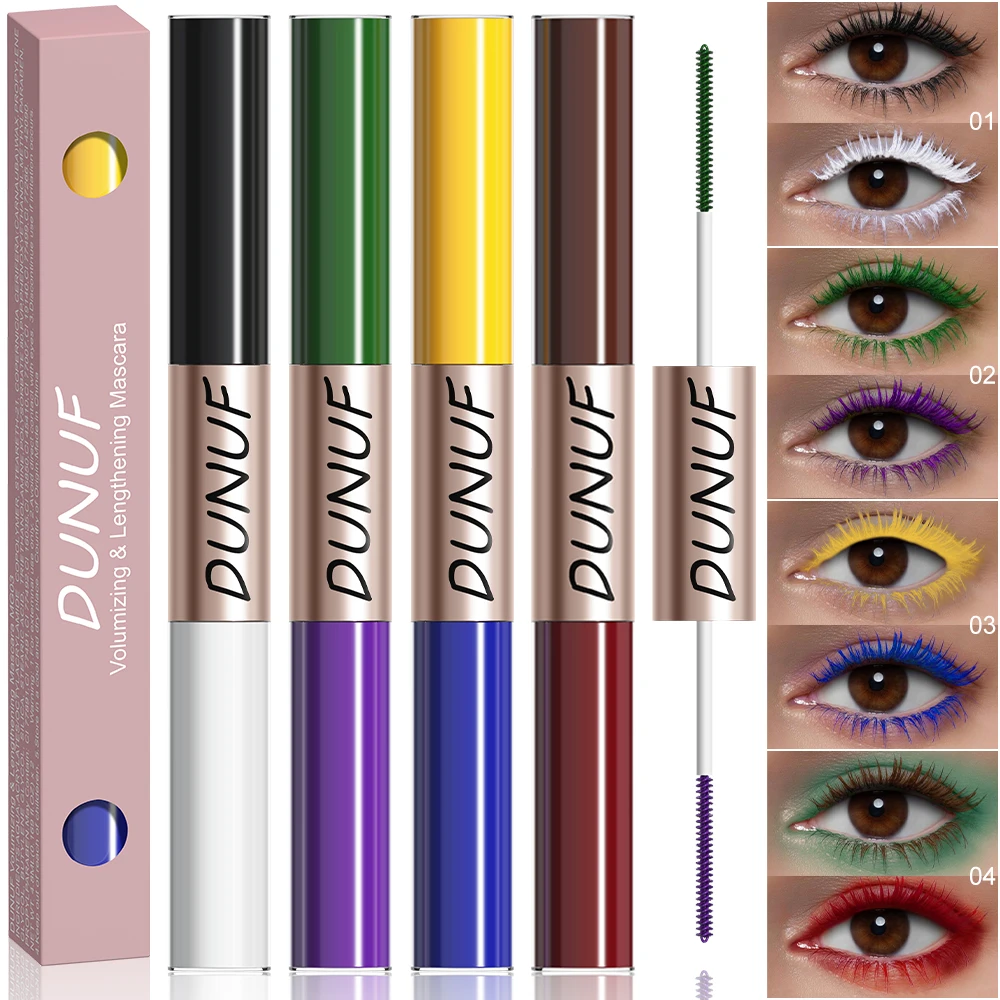 Dual-Ended Color Mascara Long-Lasting Waterproof Volumizing Lengthening Curling Eyelash Makeup for Women