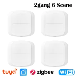 Tuya Smart WiFi/Zigbee Switch Push Button Switch 2Gang 6 Scene Wireless Smart Home Remote Controller Automation Scenario Switch