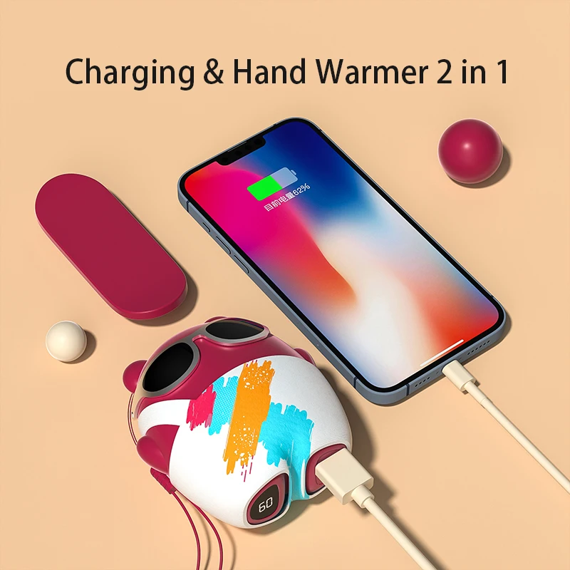 

2 In 1 4500mHA Power Bank Hand Warmer USB Charging Mini Portable Explosion-proof Hand Warmer Usb Charging Gift for skateboard