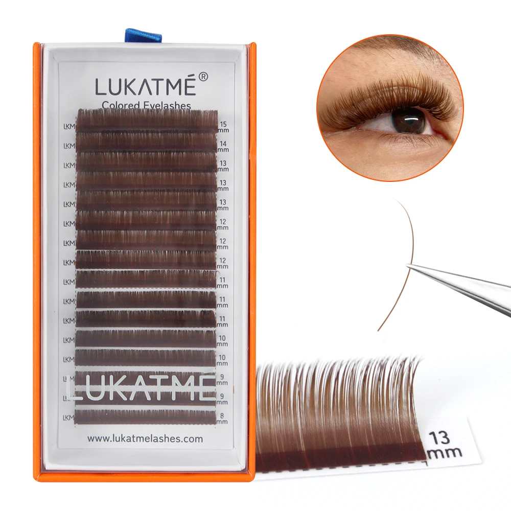 

LUKATME Brown Individual Lashes 0.07mm Colored Classic Eyelash Extensions Brown False Eyelashes