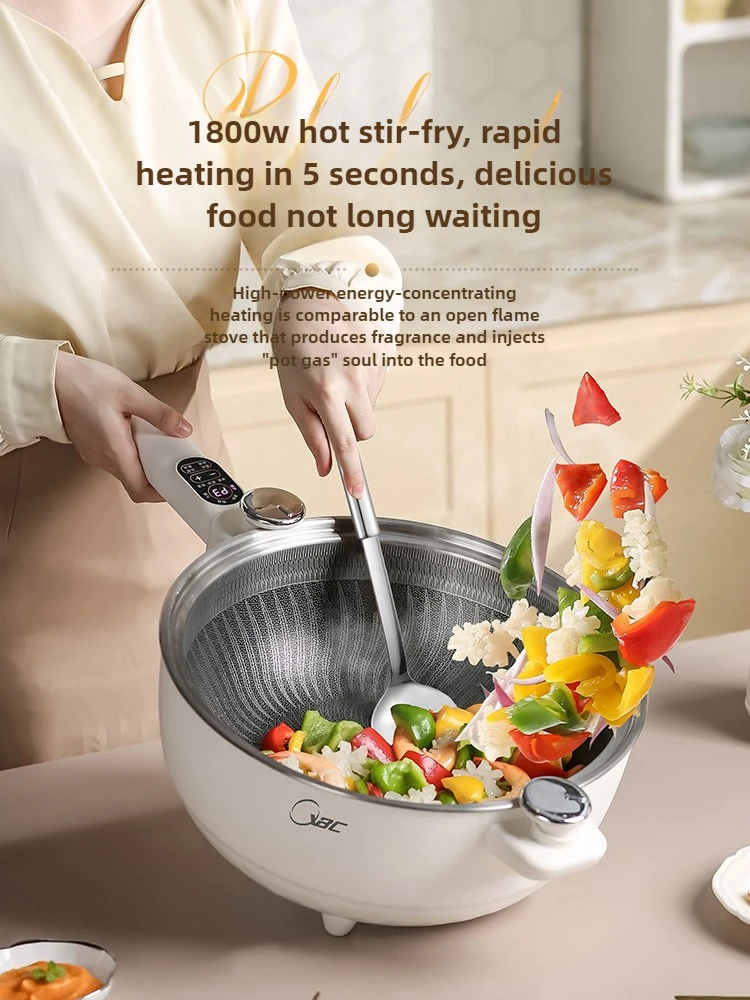 304 Stainless Steel Electric Frying Wok Multifunctional Cooking Pot Home Appliance 5.2L/6.2L Micro Pressure Integrated Pot 220V
