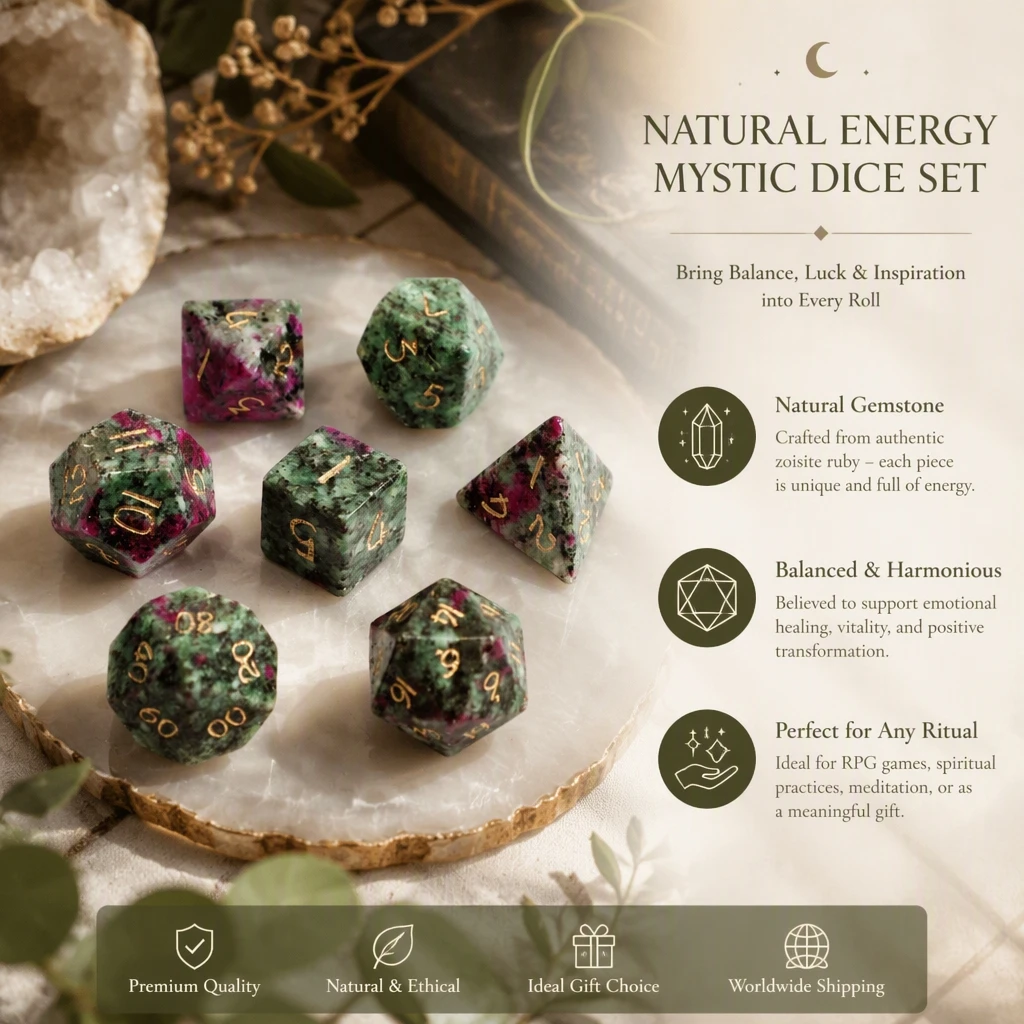 Spot Goods Natural Ruby in Zircite Polyhedral DND RPG Stone Dice Ornaments Jewelry Accept Custom Font Symbol Pattern Logo