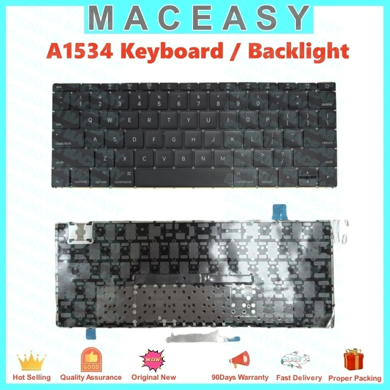 

Loptop Macbook 12inch Bulit-in Keyboard Us Uk for A1534 Replacement Keyboard Backlight 2015-2017Year