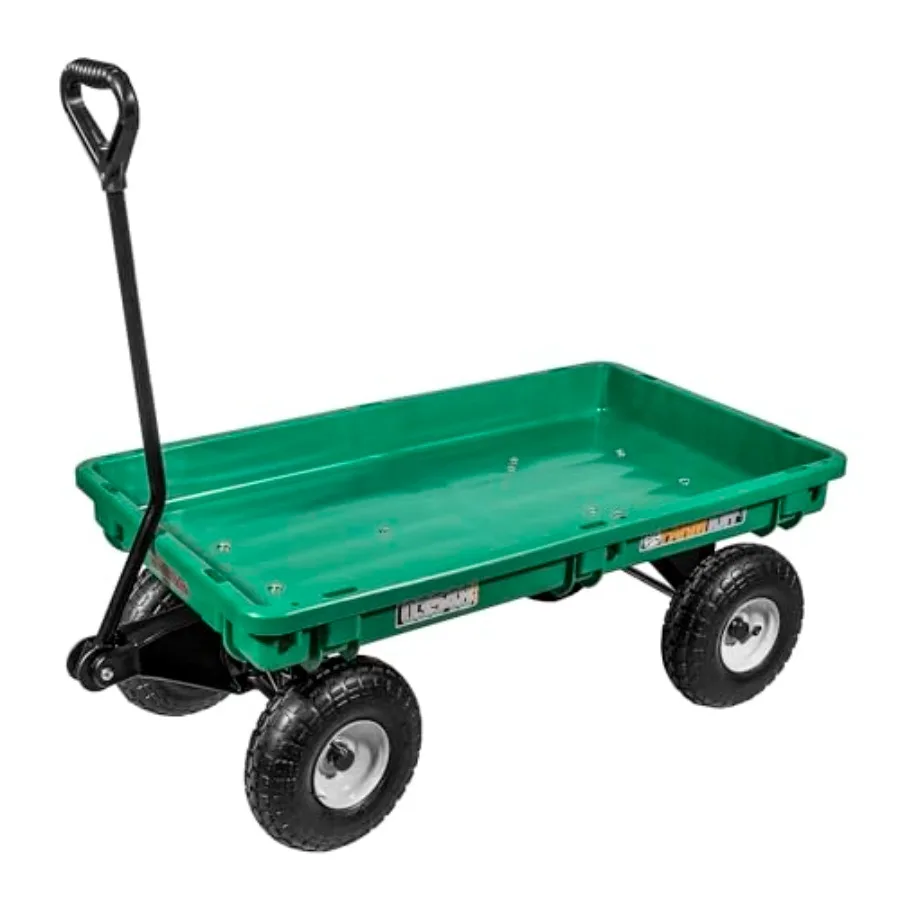 Durable Plastic Deck Green Garden Wagon, 38
