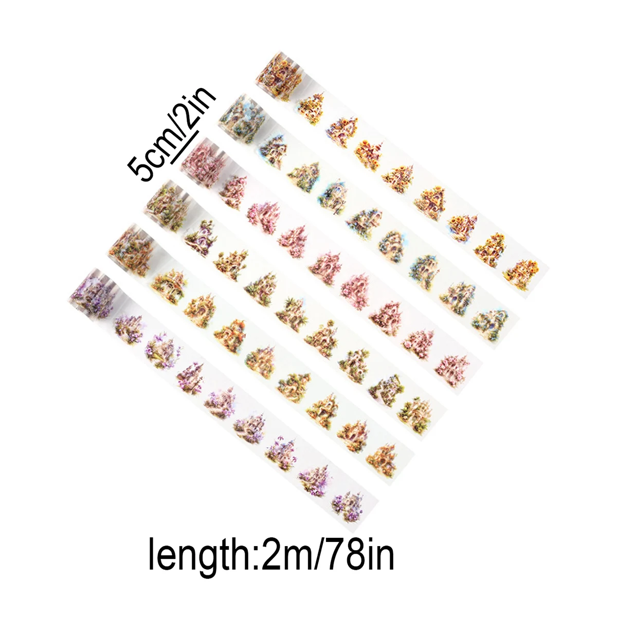 1PC Castle Pattern Fancy Sticker, Creative Flower Decorative DIY Sticker, Stationery Scrapbook Gift Decoration Gift for Friend