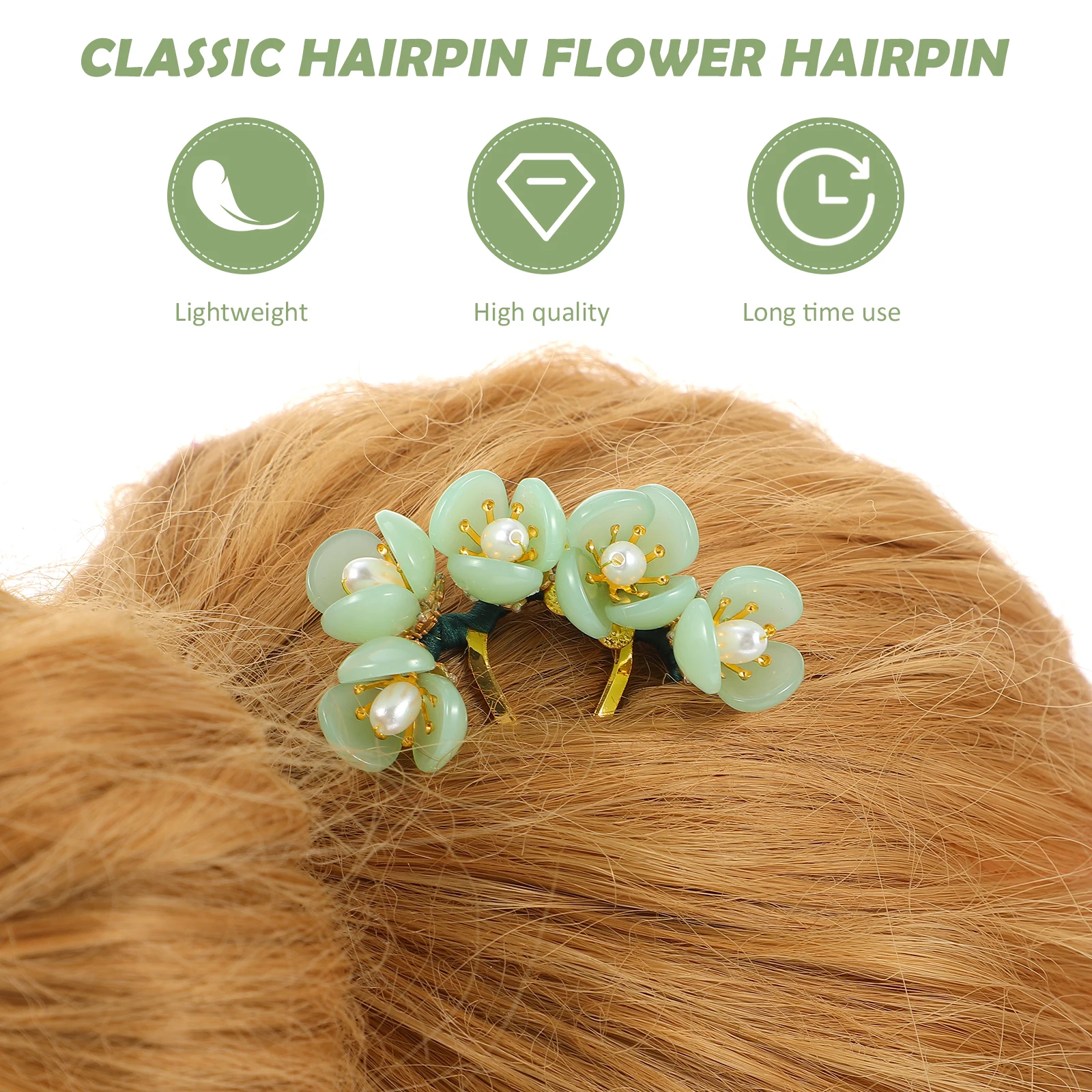 

Jade Flower Accessories Women Classic Hairpin Classic Flower Hairpin Durable Styling Chopstick Elegant Hair Tools