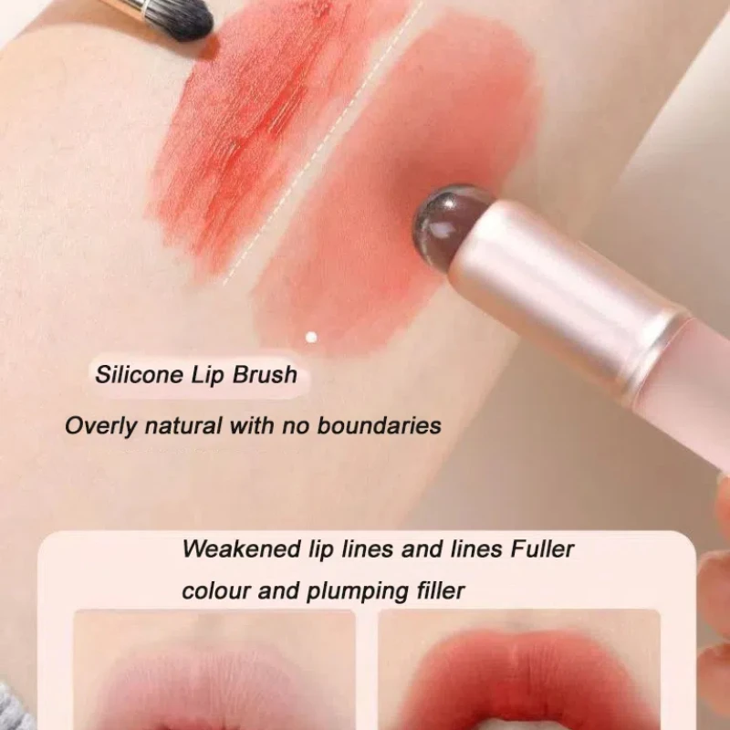 Pincel de labios de silicona mejorado con cubierta, pincel corrector en ángulo, aplicación de lápiz labial, bálsamo para manchas, brocha de maquillaje de labios, herramienta cosmética