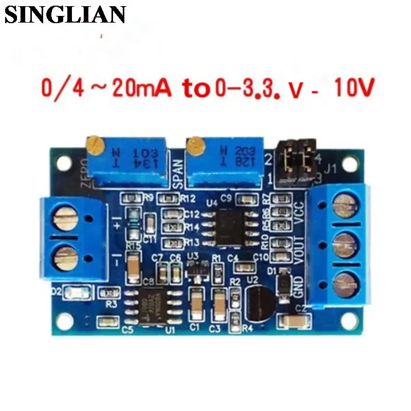 Current To Voltage Module 0/4-20mA To 0-3.3V 5V 10V Voltage Transmitter Signal Conversion Conditioning