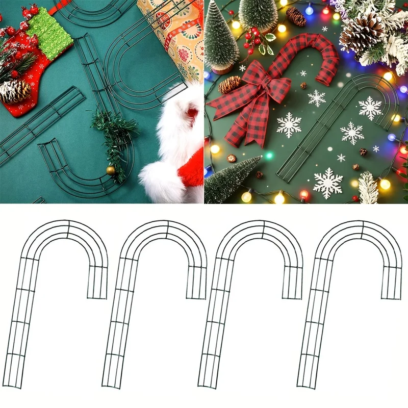 J‑Shaped Metal Wire Wreath Frames, DIY Wreath‑Base Forms for Christmas Holiday Handcraft & Decoration
